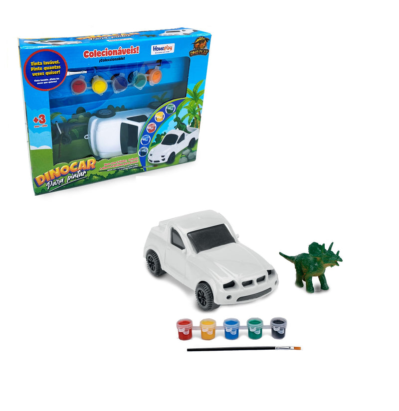 Carrinho para Pintar Lavável + Pincel + Tinta + Dino - Dinocar