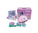 Patins Infantil 2 em 1  Inline C/ Kit Proteção Rosa - Turma da Aventura
