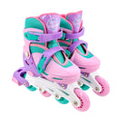 Patins Infantil 2 em 1  Inline C/ Kit Proteção Rosa - Turma da Aventura