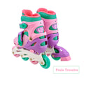 Patins Infantil 2 em 1  Inline C/ Kit Proteção Rosa - Turma da Aventura