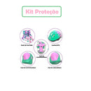 Patins Infantil 2 em 1  Inline C/ Kit Proteção Rosa - Turma da Aventura