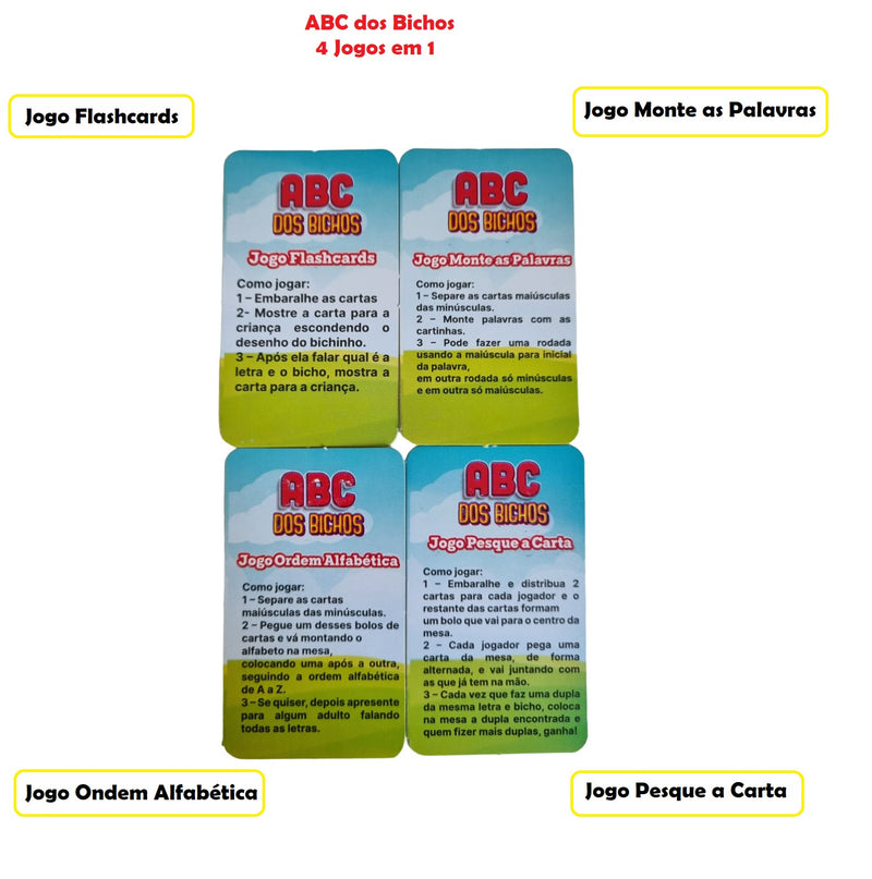 Jogo de Cartas ABC dos Bichos - Pedagógico Educativo
