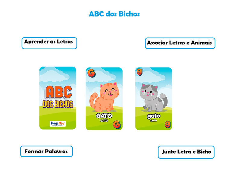 Jogo de Cartas ABC dos Bichos - Pedagógico Educativo