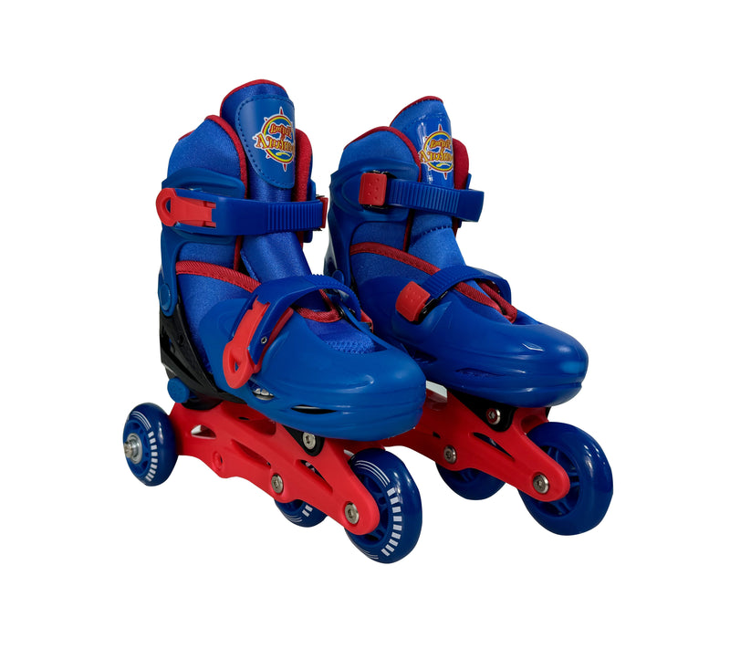 Patins Infantil 2 em 1 Inline C/ Kit Proteção Azul - Turma da Aventura
