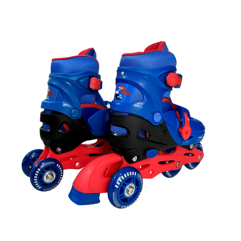 Patins Infantil 2 em 1 Inline C/ Kit Proteção Azul - Turma da Aventura