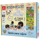 Tapete Colorir Cozy & Comfy 2 Metros+ 12 Giz Cera + Apagador + Cards