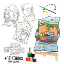 Kit Pintura Capivara Cavalete Telas Pincel Godê Infantil Mdf