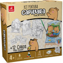 Kit Pintura Capivara Cavalete Telas Pincel Godê Infantil Mdf