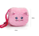 Bolsa Pelúcia Infantil Gato Rosa Transversal - School Brinq