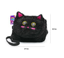 Bolsa Pelúcia Infantil Gato Preta Transversal - School Brinq